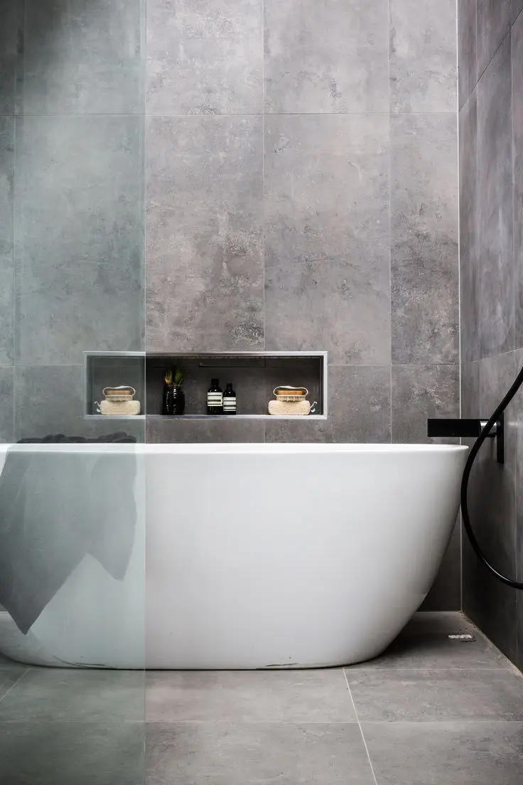 RenoGuide Grey Bathroom Tiles