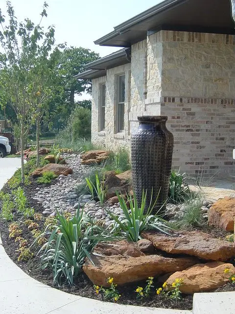 modern xeriscape garden feature