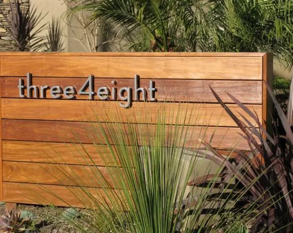 modern wood and chrome house number