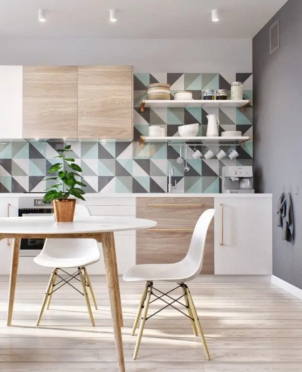 geometric pattern kitchen splashback