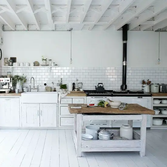 glossy subway tile kitchen splashback