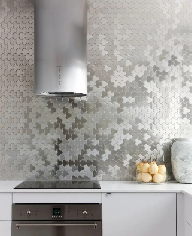 stainless steel mosaic splashback