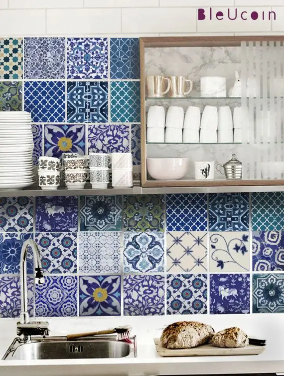 pottery tile decal splashback