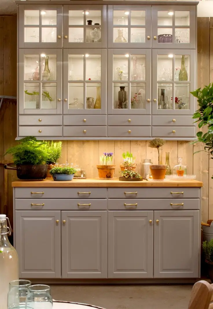 charming lighted kitchen cabinet