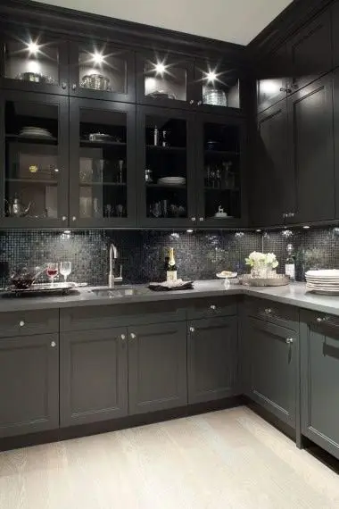 contemporary black kitchen