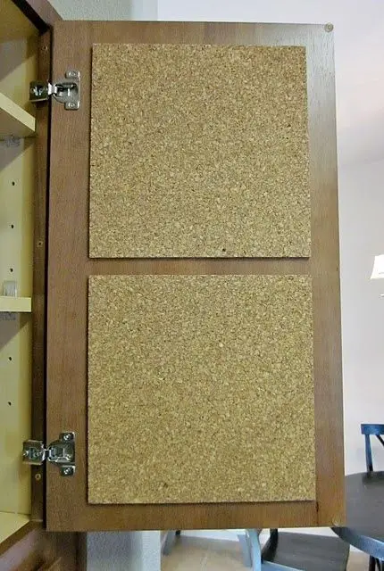 inner cabinet corkboard door