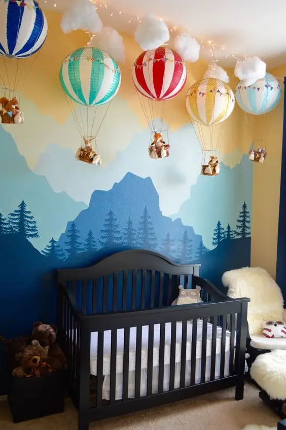 woodland decal and air balloons
