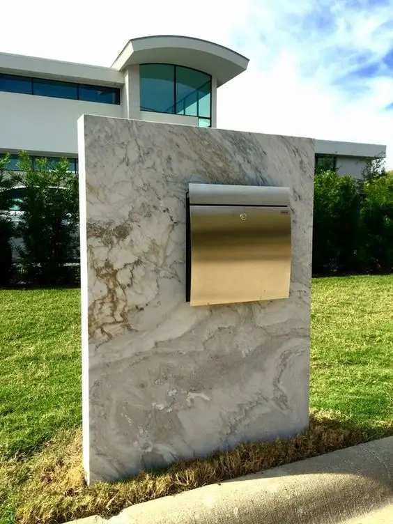 modern mailbox with marble base