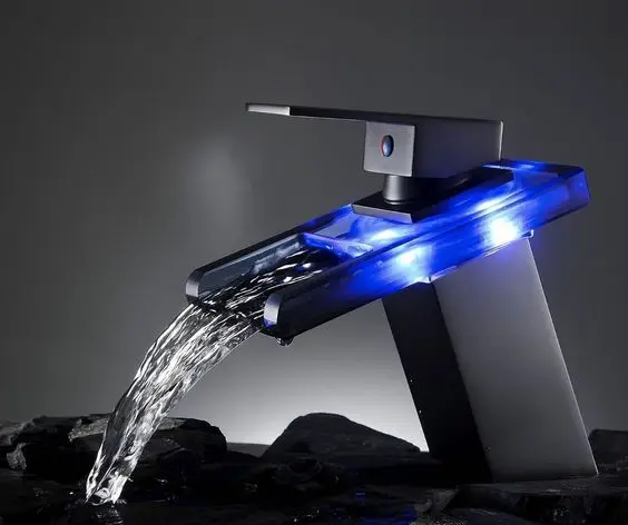 modern faucet with blue LED light