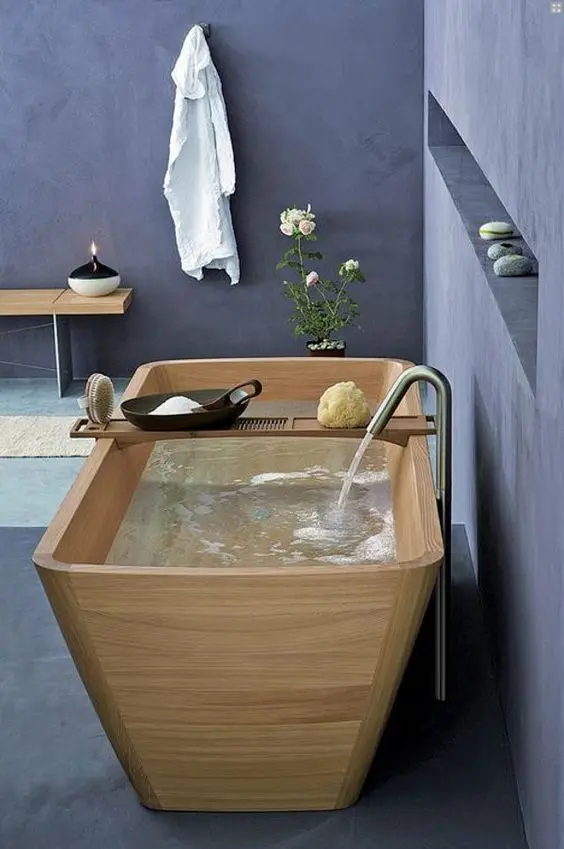modern wooden bath tub