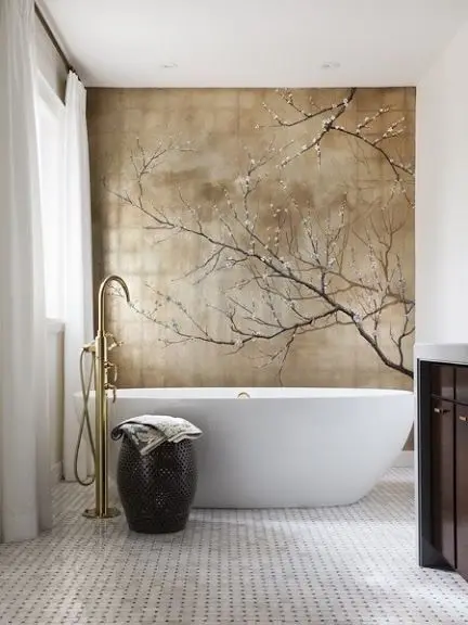 Sakura bathroom wall feature