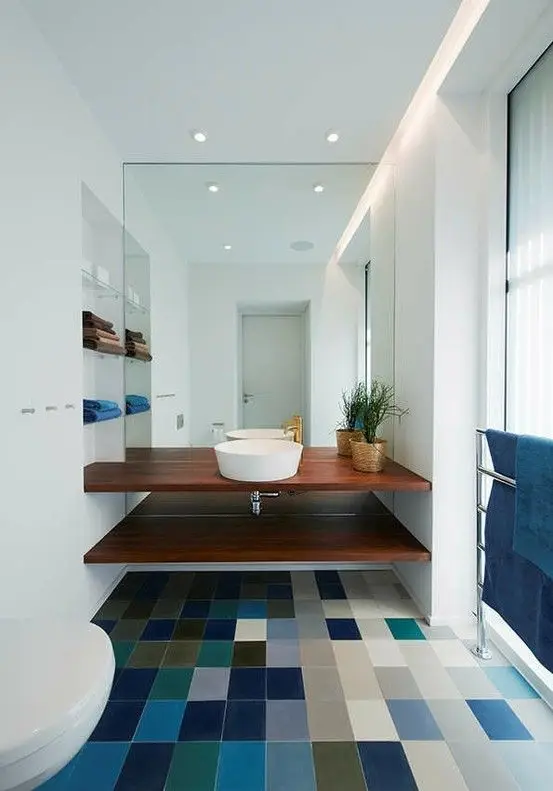 colourful modern bathroom floor