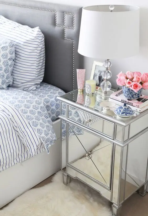 glossy metal side table