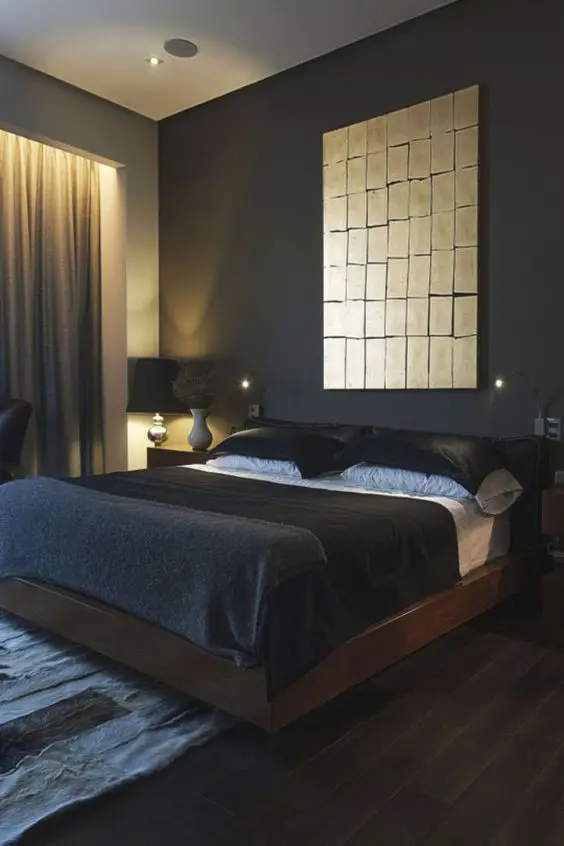 dark minimalist bedroom