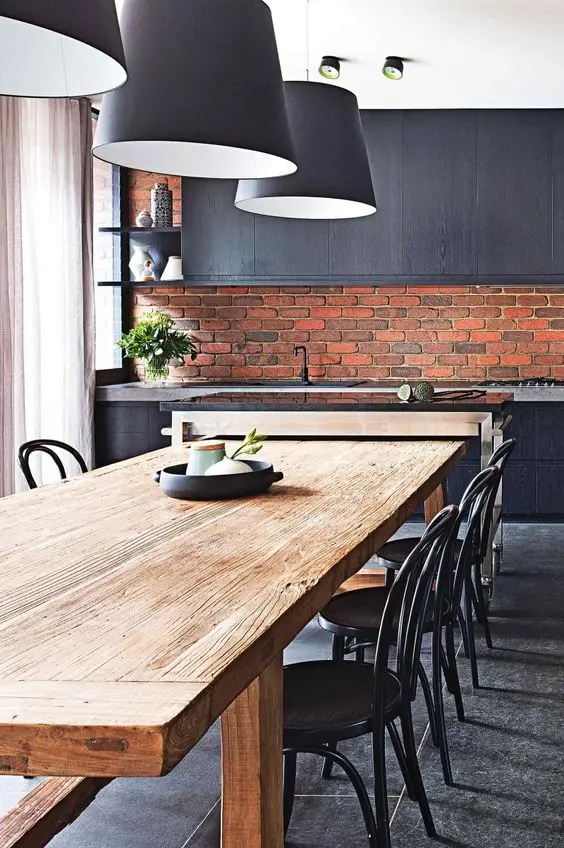 red brick wall splashback