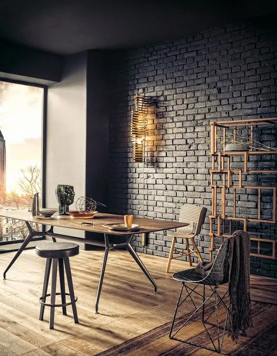 modern black brick wall