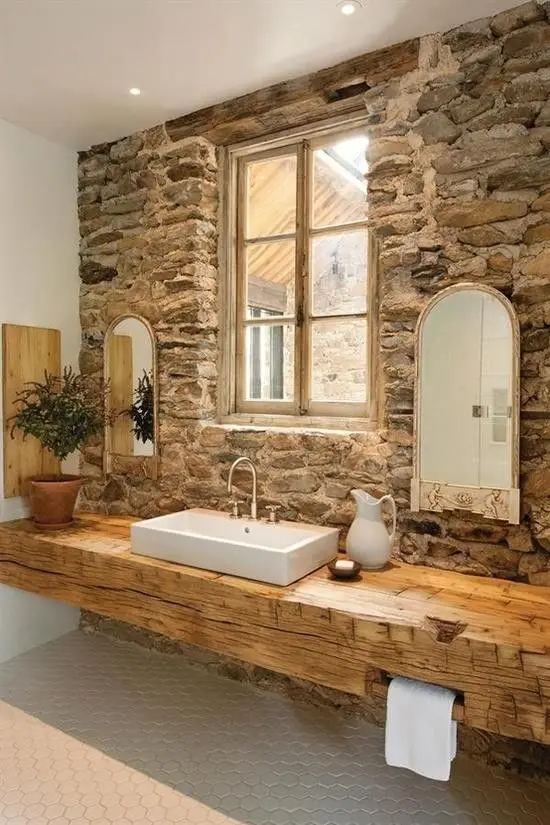 rough and rustic bathroom