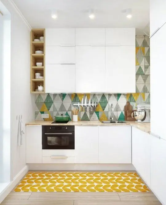 small colourful kitchen