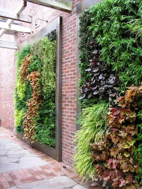 brick and vertical garden wall