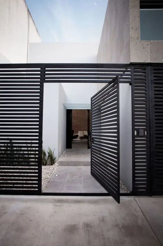 modern steel black fence