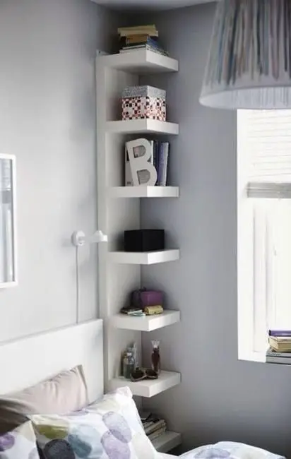 small corner floating shelves