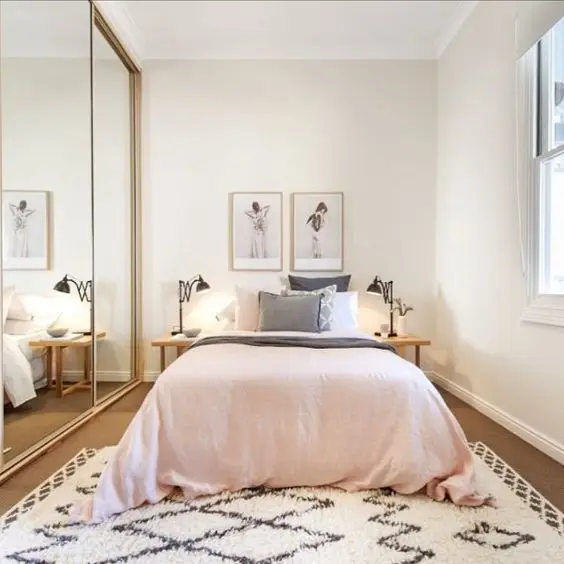 white and pink bedroom