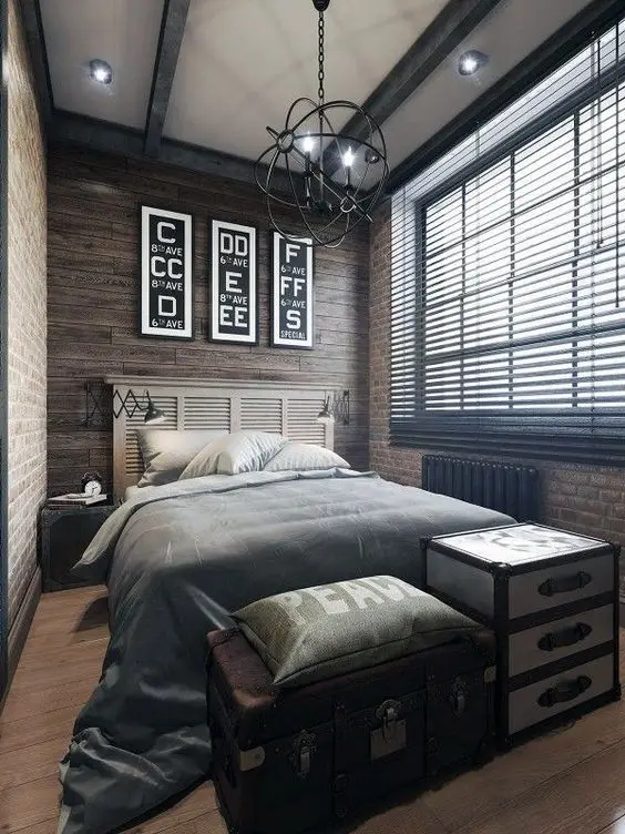 modern small grey bedroom