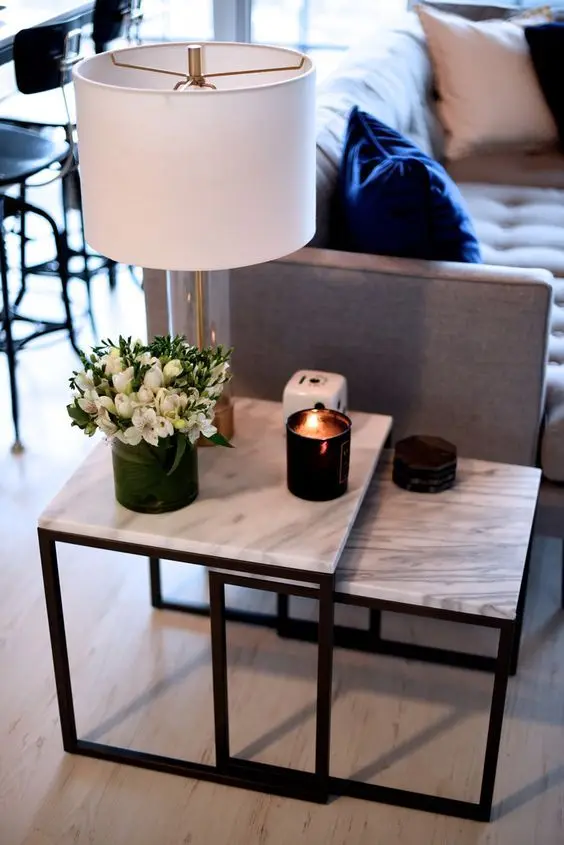 marble topped side tables
