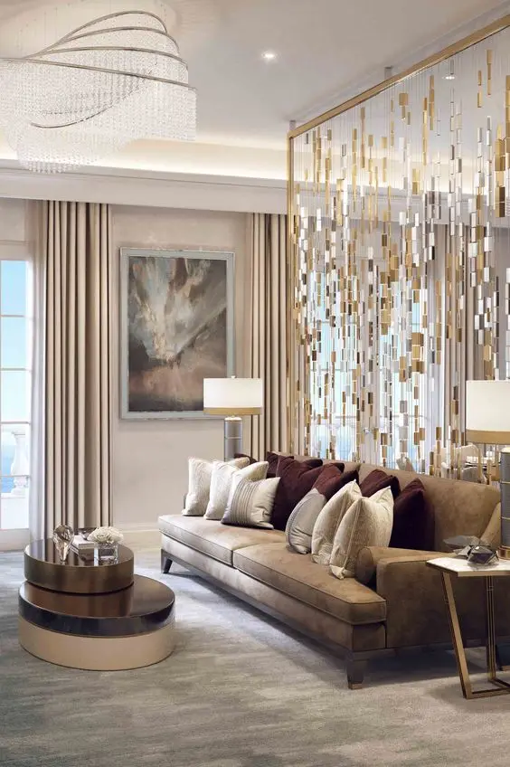 gold themed living room
