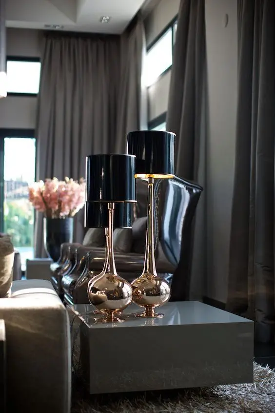 shiny brass lamps