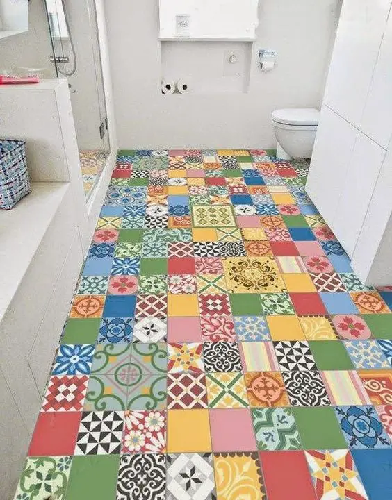 patchwork bathroom floor