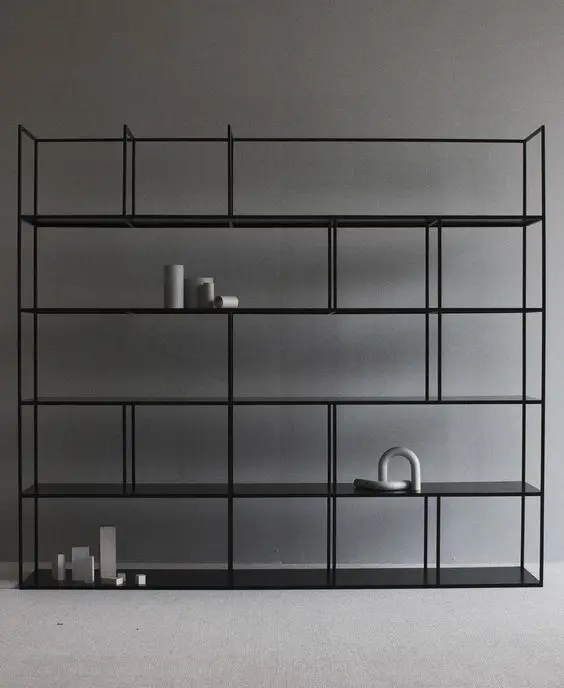 black modular shelving