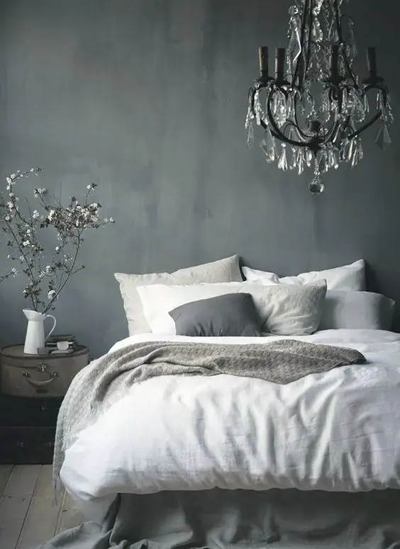 romantic grey bedroom