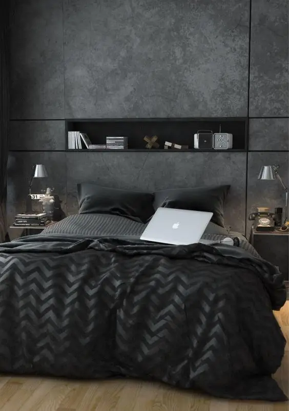 modern dark bedroom