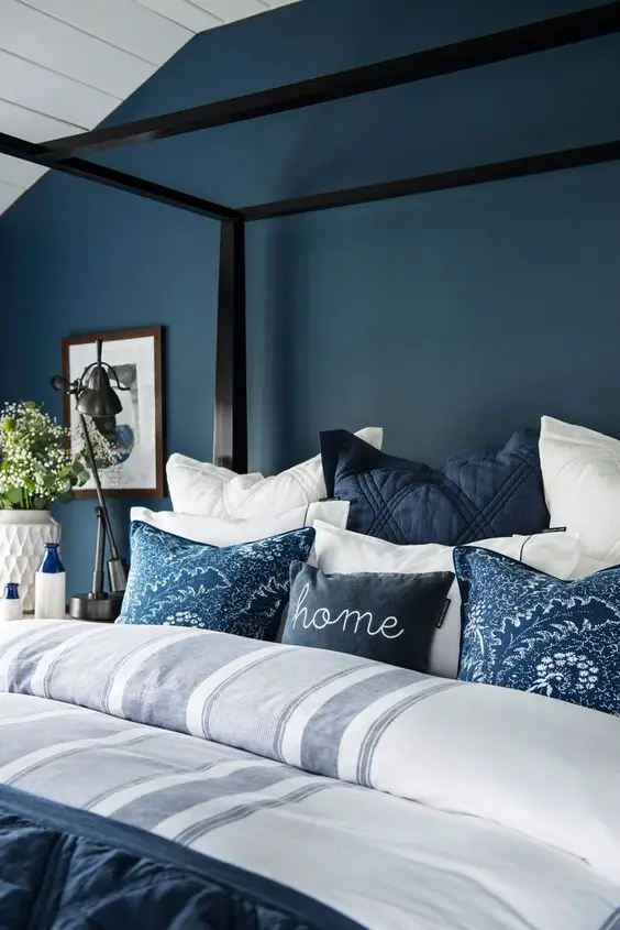 luxurious blue bedroom