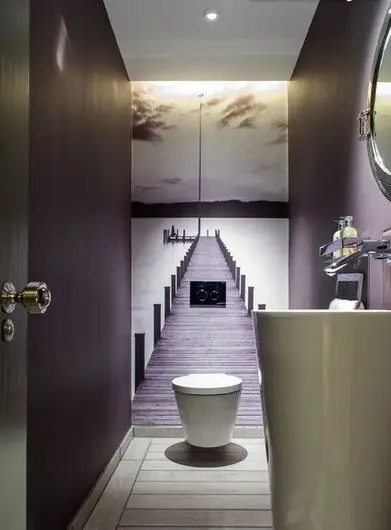 mauve modern powder room