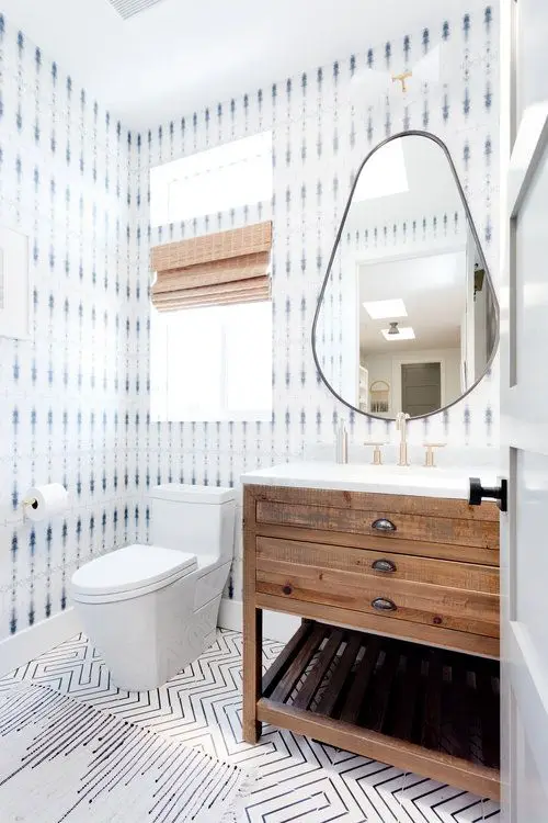 modern white powder room