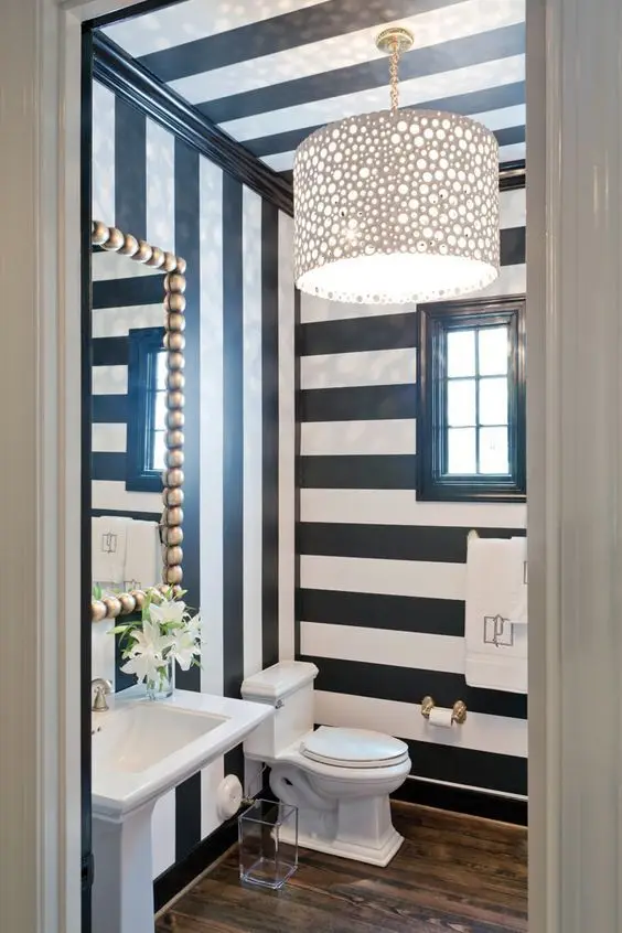 retro styled powder room