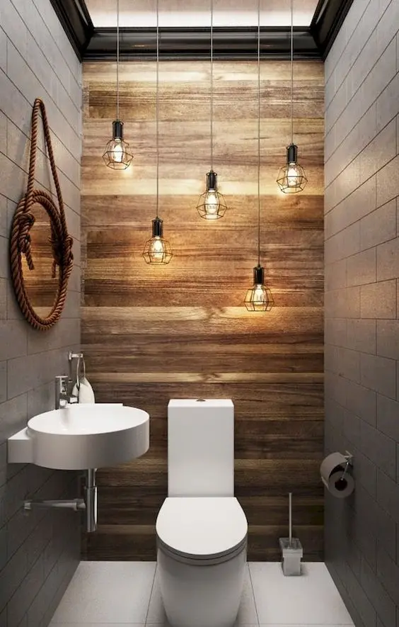 very rustic powder room