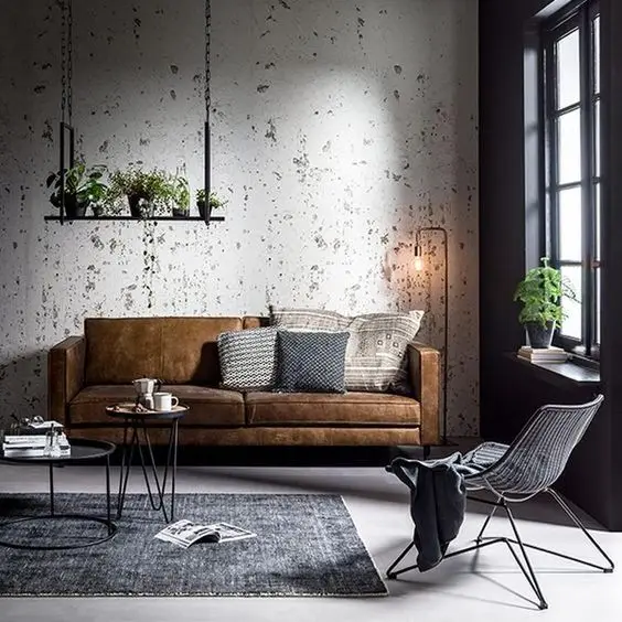 dark industrial living room