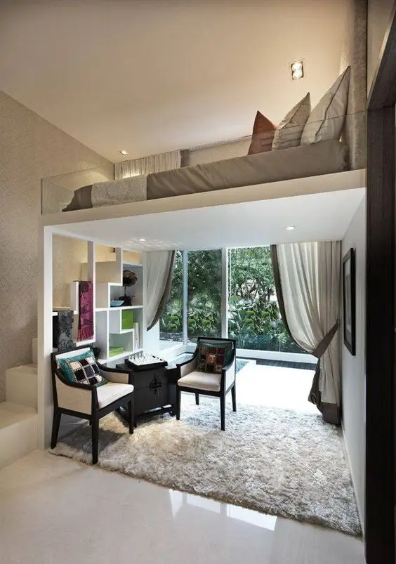 study with loft bedroom