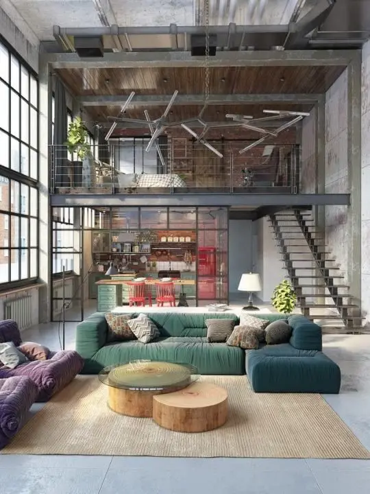 industrial apartment with a loft