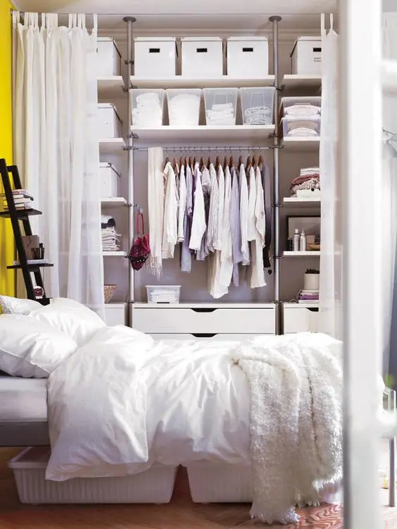 curtained off closet