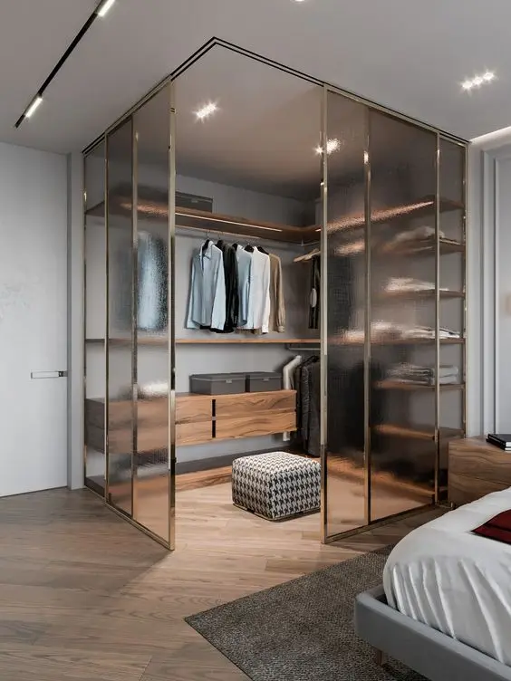 corner glass closet
