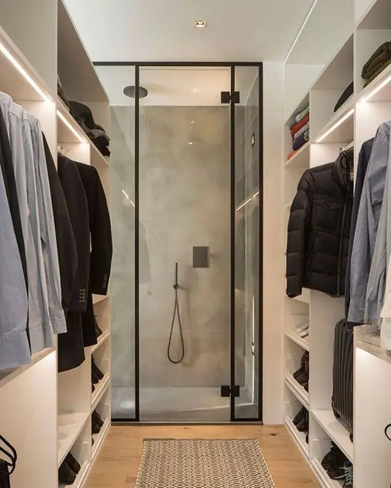 shower in a closet