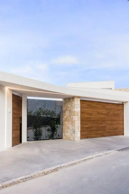 wood and stone entrance