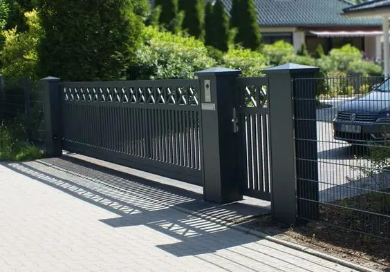 modern black iron gate