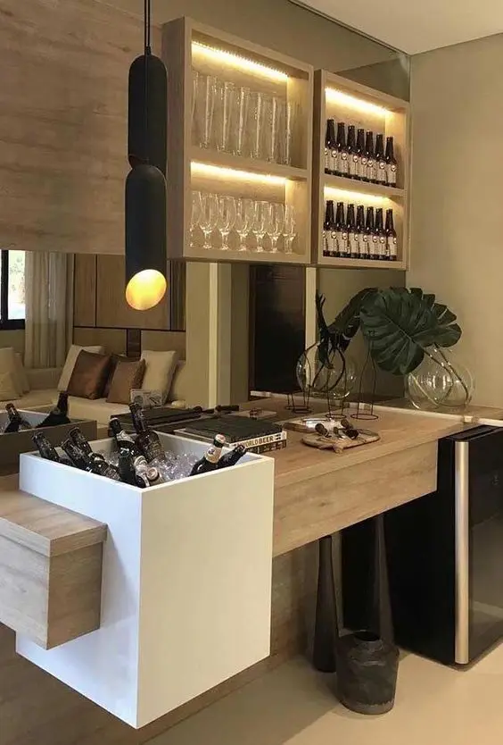 mini bar with ice bucket
