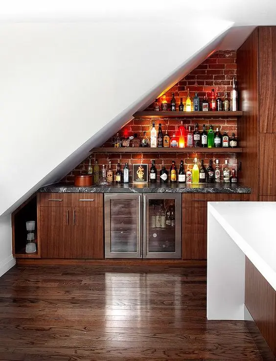 under the stair home bar