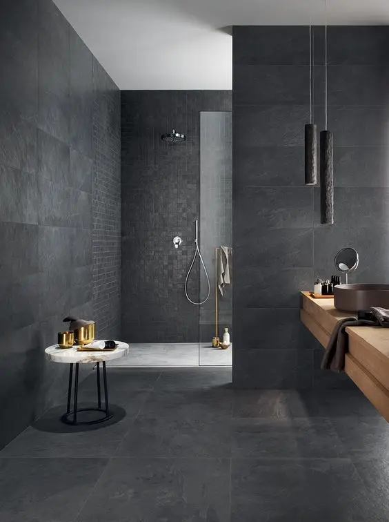grey slate bathroom walls